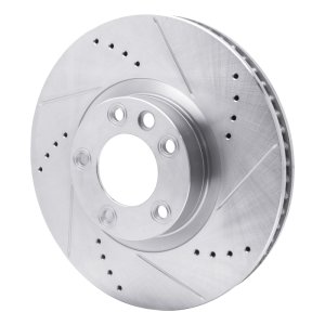 Porsche CAYENNE Brake Rotor (1) - Left Front - R1 Concepts - Drilled & Slotted - Silver - `11-`18